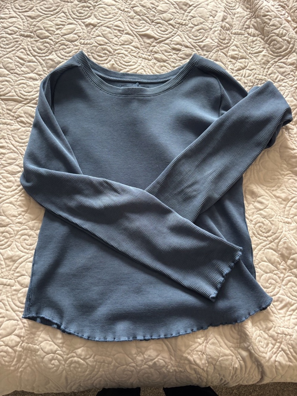 We The Free Dusty Blue Waffle Knit Top